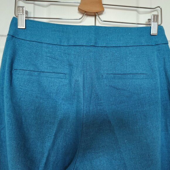 BANANA REPUBLIC TURQUOISE BLUE HIGH-RISE WIDE LINEN BLEND PANTS NEW SIZE 4 - Picture 7 of 11